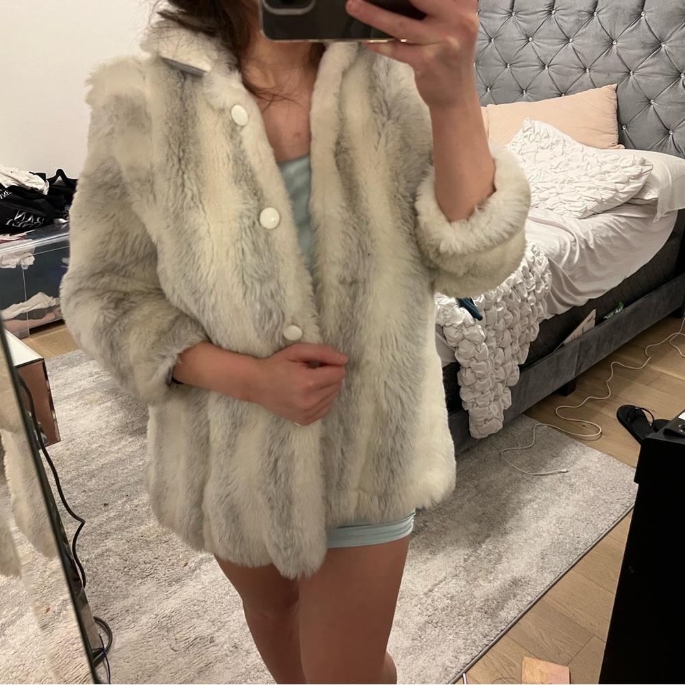 Elegant White Faux Fur Coat